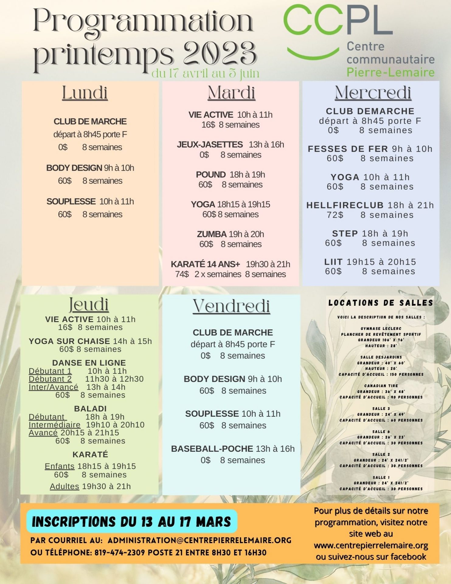 La programmation du printemps commencera le 17 avril !
